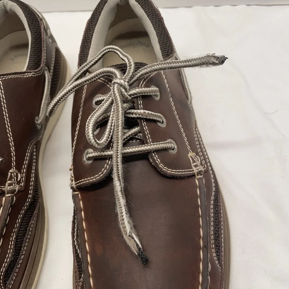 Dockers Boat Shoes Men's Size 11.5 Lace Up Brown Leather Classic Casual Slip On